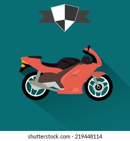 Sports Racing Motorcycle Icon - Flat Design Vector