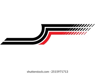 Sports racing pattern on the body of a sports car, boat, motorcycle, sportswear, toy. Retro lines. Striped modern background. Speed ​​strip