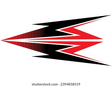 Sports racing pattern. Sticker for a sports car, boat, motorcycle, toy. Design element for games. Vehicle tuning. Striped Arrow. Vector illustration.