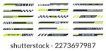 Sports racing stripes. Sports car, moto, boat stickers, striped vehicle tuning bars flat vector illustration set. Tuning racing sport decals