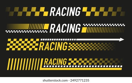 Sports racing stripes. Sport car design. Line flag stickers. Graphic sport decal elements for motorcycle. Motor racing design. Race stripes. Automobile decoration. Vector illustration