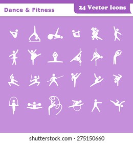 Sports, Recreation, Dance, Fitness Vector Icons