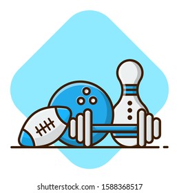 Sports and Recreation. Flat Cartoon Style Suitable for Sticker, Wallpaper, etc.