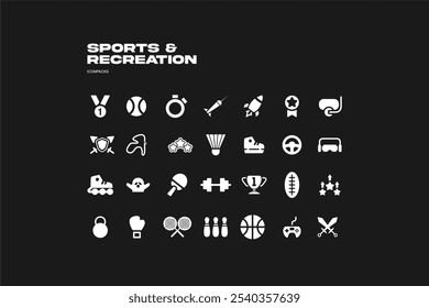 Sports and recreation Icons Pack Assets Flat Vector