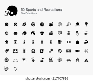 Sports and Recreational Pixel Perfect Icons