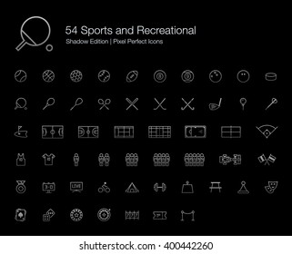 Sports and Recreational Pixel Perfect Icons (line style) Shadow Edition