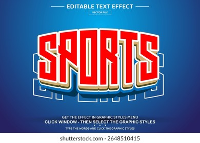 Sports red 3D editable text effect template