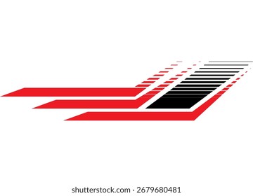 Sports red -black vector pattern. Striped element of design on the body of a car, boat, toy, sports. Modern vector background