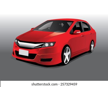 sports red car front view. vector illustration