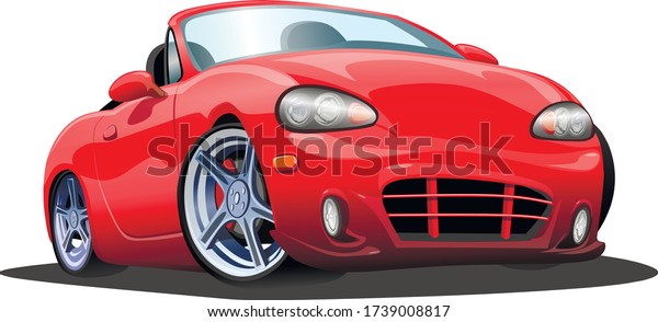 Sports red cartoon car on a white\
background. Vector\
illustration