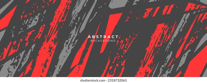 Sports red grey in abstract geometric shapes style. Abstract racing design concept. Wide banner design