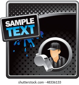 sports referee black halftone grungy ad