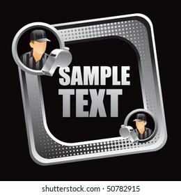 sports referee silver checkered tilted web icon