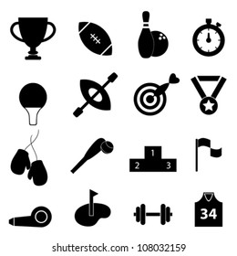 Sports related icon set in black