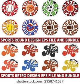 sports retro design bundle file and single Sports Design file digital download