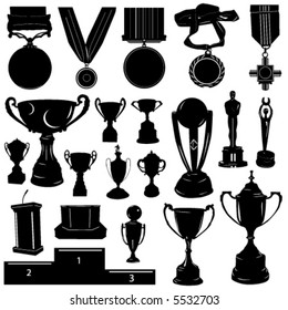 sports reward vector (medal, cup and other objects)