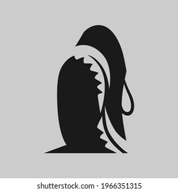 Sports running shoe symbol on gray backdrop. Design element