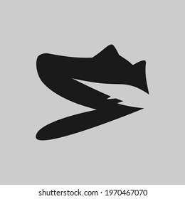 Sports running shoe symbol on gray backdrop. Design element