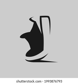 Sports running shoe symbol on gray backdrop. Design element