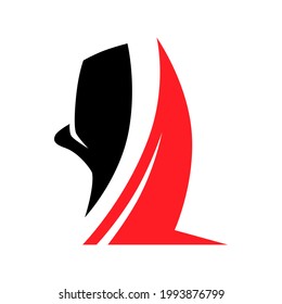 Sports running shoe symbol on white backdrop. Design element