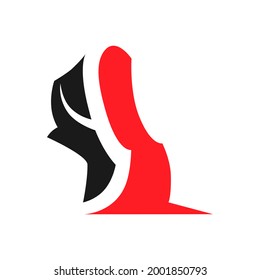 Sports running shoe symbol on white backdrop. Design element