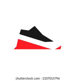 Sports running shoe symbol on white backdrop. Design element