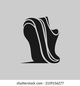 Sports running shoe symbol on gray backdrop. Design element