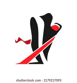 Sports running shoe symbol on white backdrop. Design element