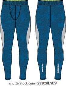 Sportrennhose mit Boxen Pants Design flache Skizze Vektorgrafik, Jogger Trail Hose Konzept mit Vorder- und Rückansicht, Sweatpants für Jogging, Fitness und Aktiv Verschleißpants Design.