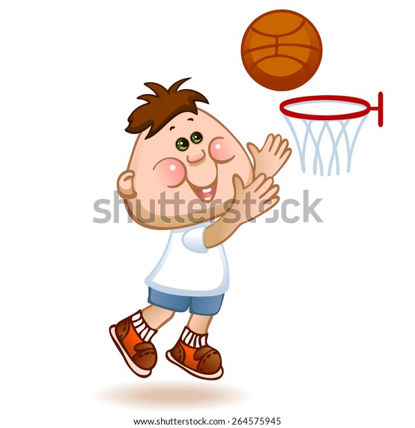 Sports Schoolboy Play Basketball Vector Illustration Stock Vector Royalty Free