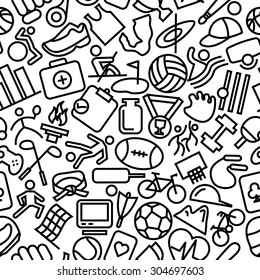 Sports Seamless Outline Icon Pattern Background 