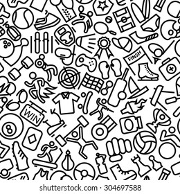 Sports Seamless Outline Iconic Pattern Illustration 