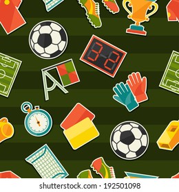 Sports seamless pattern with soccer (football) stickers.