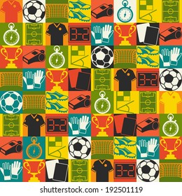 Sports seamless pattern with soccer (football) icons.