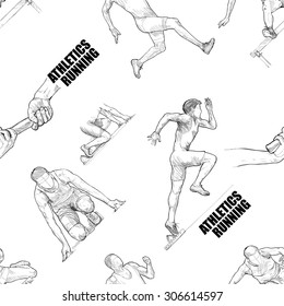 Sports Seamless Pattern Vector. Athletics Running 