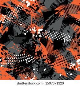 Sports seamless pattern . Vector bright print for fabric. Sport racing background for Textile, sport wear, vinyl. Abstract grunge background