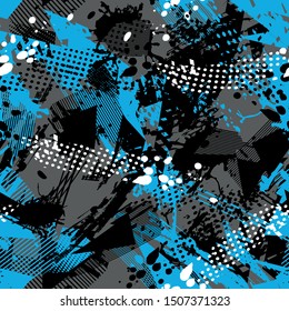 Sports seamless pattern . Vector bright print for fabric. Sport racing background for Textile, sport wear, vinyl. Abstract grunge background
