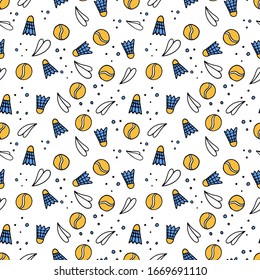 Sports semless pattern. Vector illustration with sport symbols. Active lifestyle illustration in doodle style.