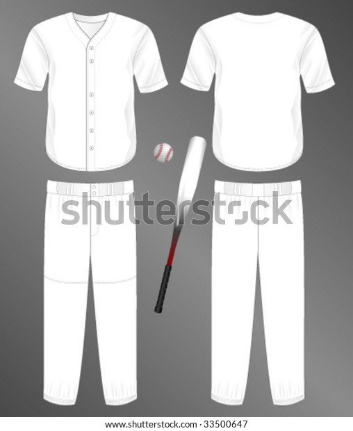 Sports series. Realistic team baseball uniform:\
pants and split front classic jersey. Blank template - just add\
your art.