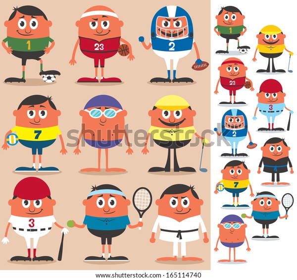 Vector De Stock Libre De Regalias Sobre Deportes Conjunto De Personajes De Dibujos165114740