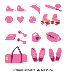 sports set for fitness and athletics in pink