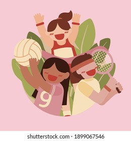 sports set of players in volleyball, basketball, and boxing athlete. Vector illustration in a flat style