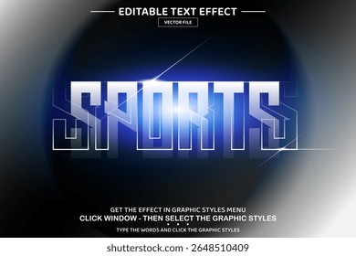 Sports shadow 3D editable text effect template