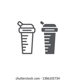 Sports shaker line and glyph icon, diet and drink, container sign, vector graphics, a linear pattern on a white background, eps 10.