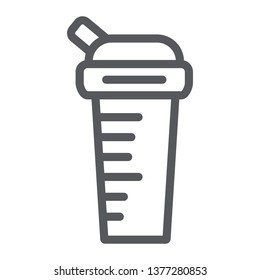 Sports shaker line icon, diet and drink, container sign, vector graphics, a linear pattern on a white background, eps 10.