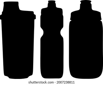 Sports shakers in a set. Sports nutrition. Vector image.