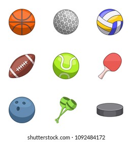 Sports shell icons set. Cartoon set of 9 sports shell vector icons for web isolated on white background