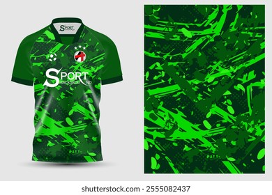 A sports shirt with a distinctive design with a unique graphic pattern using a clear contrast of black and green. Using a unique pattern, it helps create a lively and energetic style.