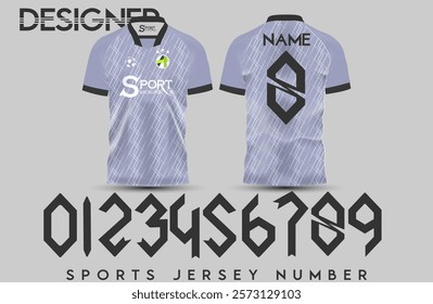 The sports shirt is light gray with the numbers 0-9 at the bottom of the image. This type of shirt is suitable for use in sports such as football, basketball or other sports that require numbering.