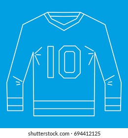 Sports shirt with the number 10 icon blue outline style isolated vector illustration. Thin line sign